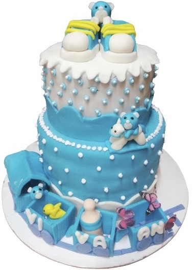 Baby Shower 2-Tier Fondant Cake (4 – KG) – The Sweet Spot